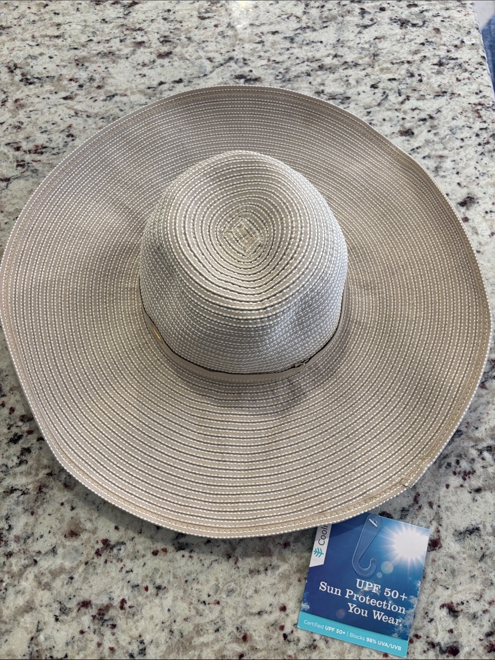 Coolibar Wide-Brim Sun Hat in Light Beige